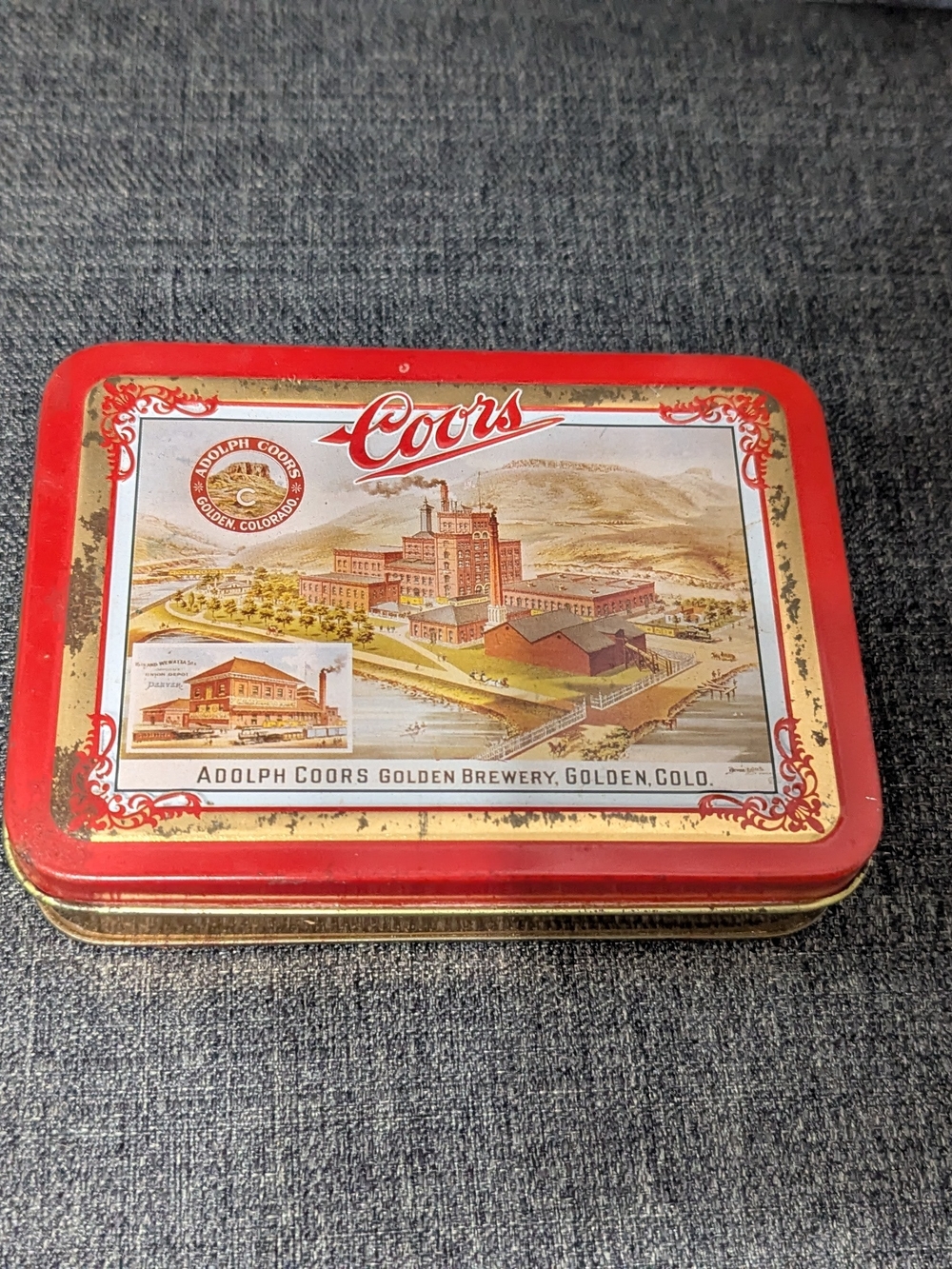 Coors Vintage Red and Gold Tin Box